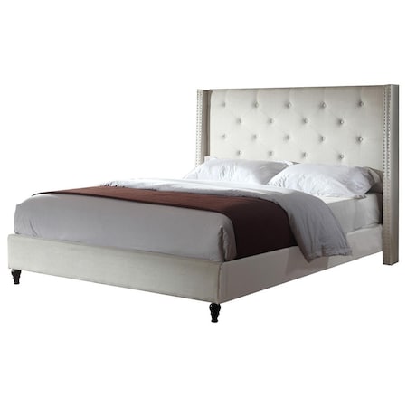 Kd Gabinetes Valentina Upholstered Linen Blend Wingback Platform Queen Bed, Beige KD2208197